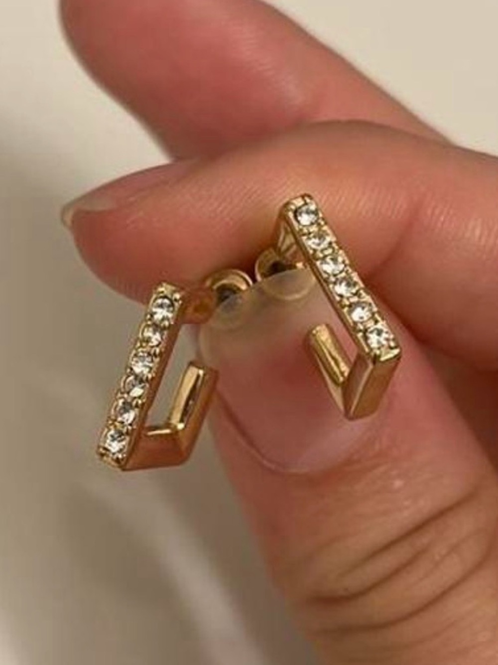 Gold Diamond Stus Earrings with Bar Huggie Earrings - Women Costume Jewelry NWOT